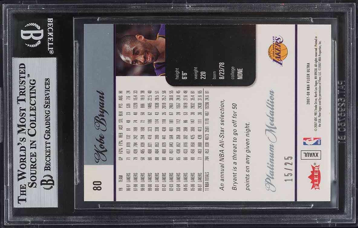 2007 Ultra SE Platinum Medallion Kobe Bryant /25 #80 BGS 9 MINT