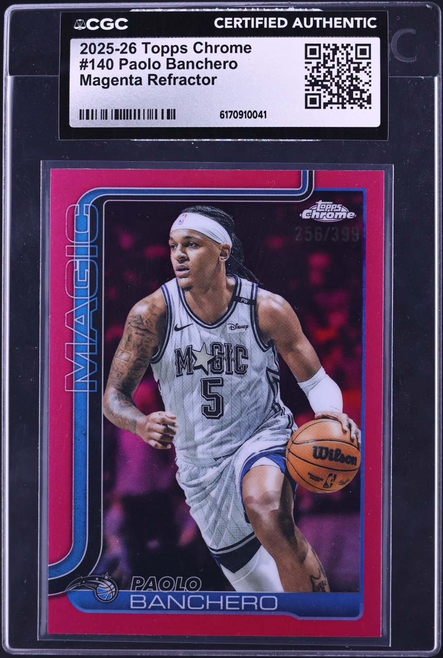 2025 Topps Chrome Magenta Refractor Paolo Banchero /399 #140 CGC AUTH