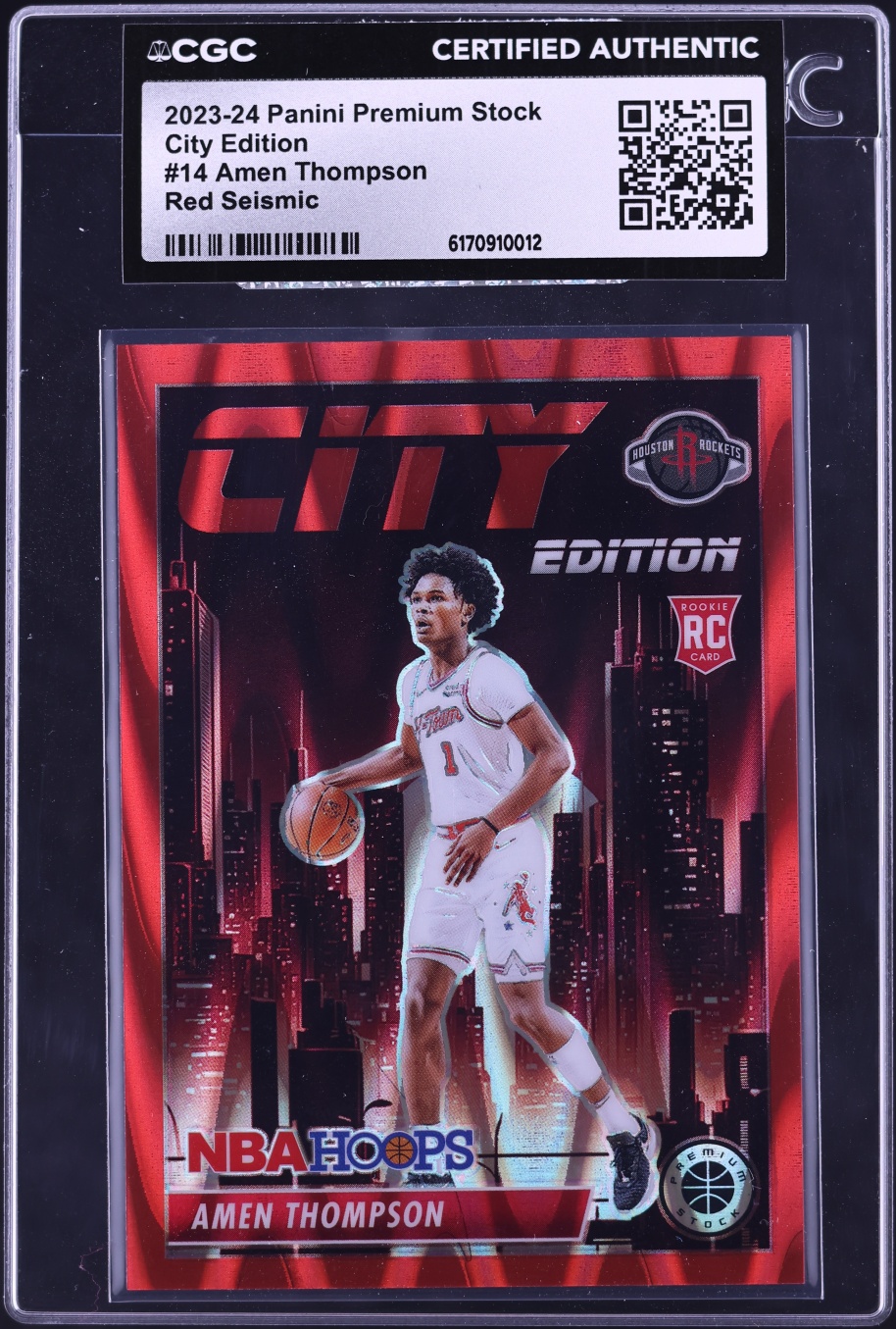 2023 Hoops Premium Stock City Edition Red Seismic Amen Thompson ROOKIE #14 CGC AUTH