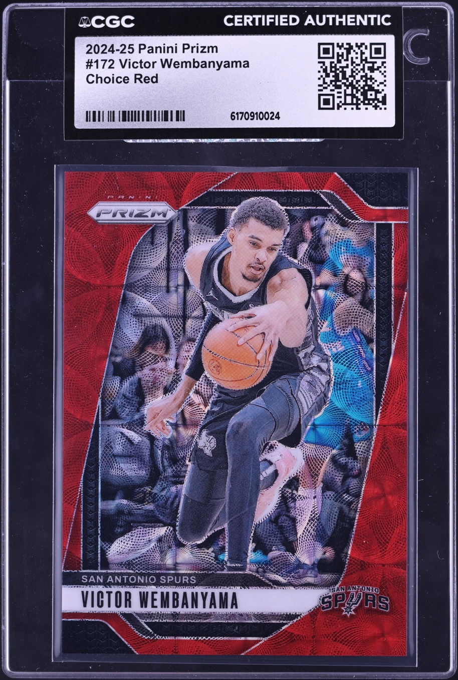 2024 Panini Prizm Choice Red Victor Wembanyama /88 #172 CGC AUTH