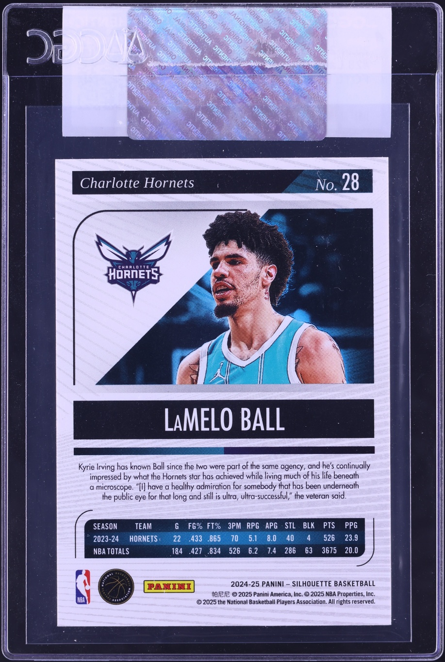 2024 Panini Silhouette FOTL Black LaMelo Ball 7/7 #28 CGC AUTH