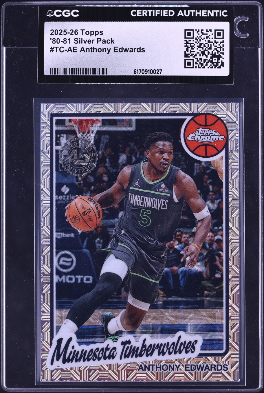 2025 Topps Chrome '80 Silver Pack Anthony Edwards #TC-AE CGC AUTH