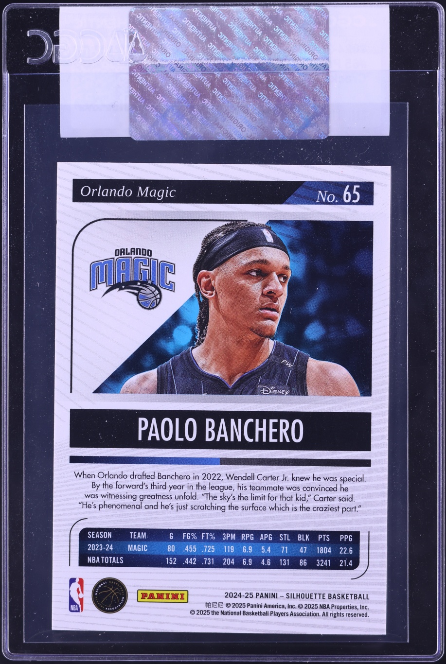 2024 Panini Silhouette Cracked Ice Paolo Banchero /25 #65 CGC AUTH