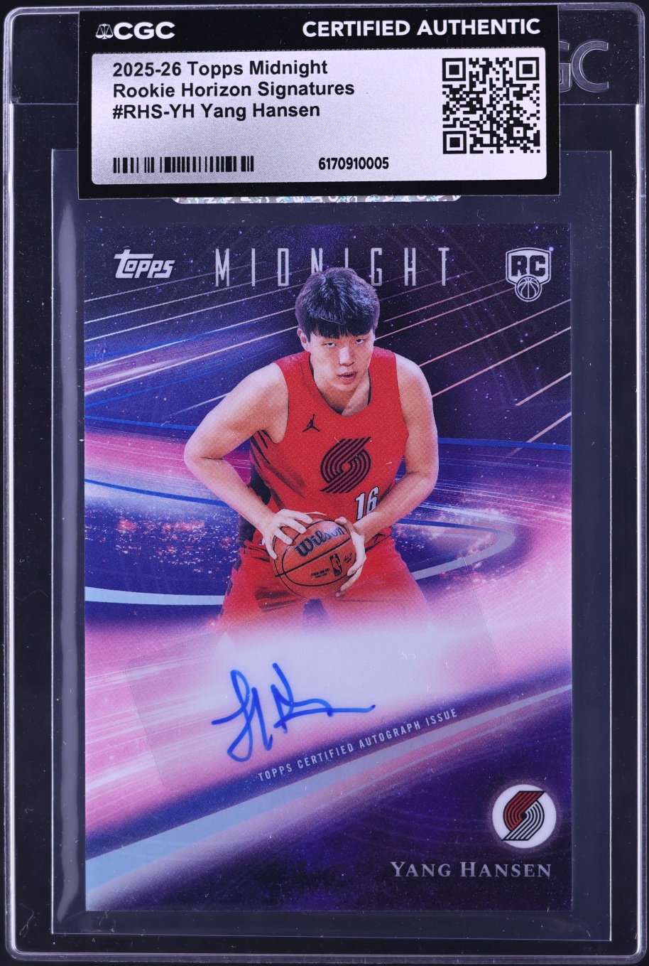 2025 Topps Midnight Horizon Signatures Yang Hansen ROOKIE AUTO #RHS-YH CGC AUTH