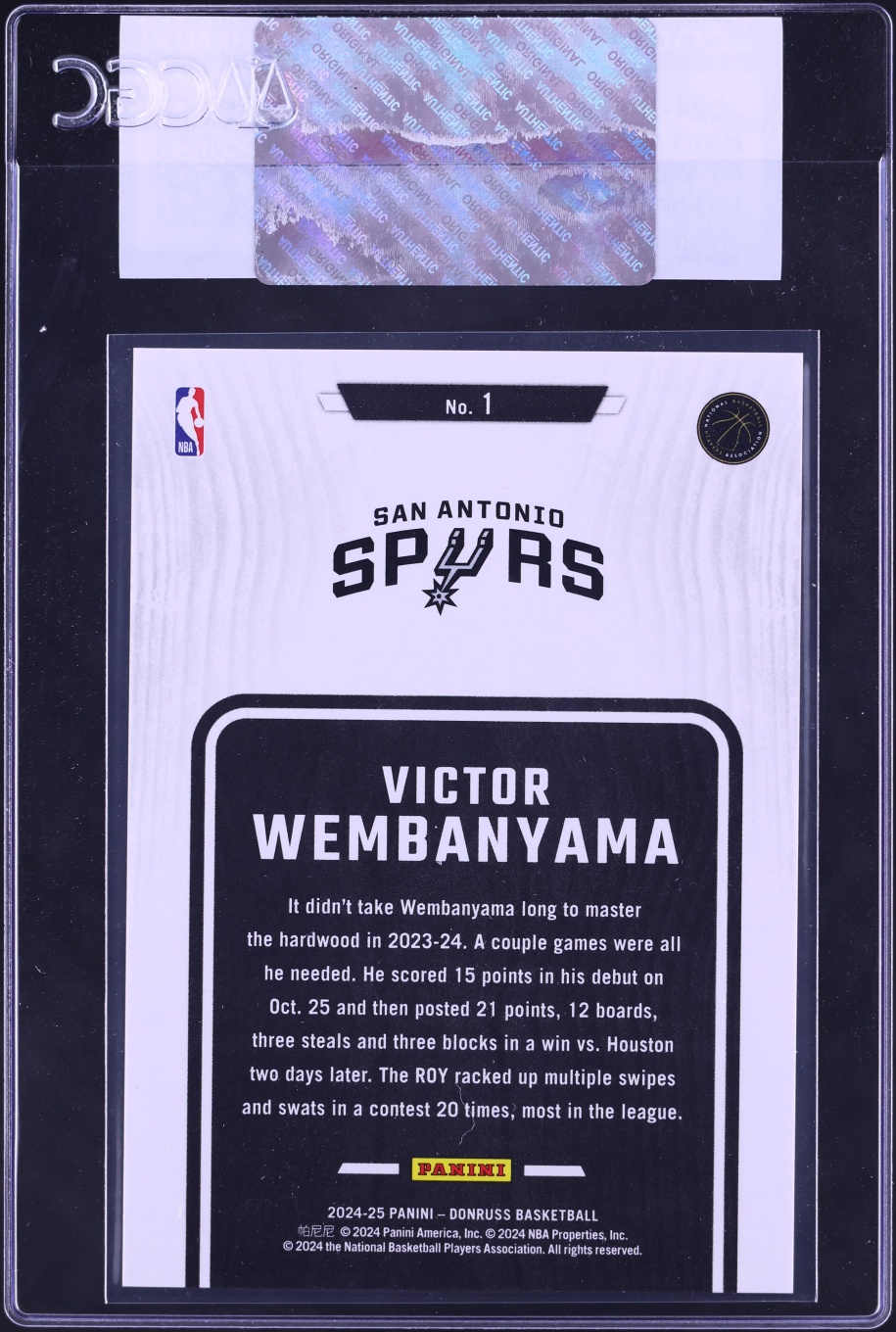 2024 Donruss Hardwood Masters Laser Victor Wembanyama /99 #1 CGC AUTH