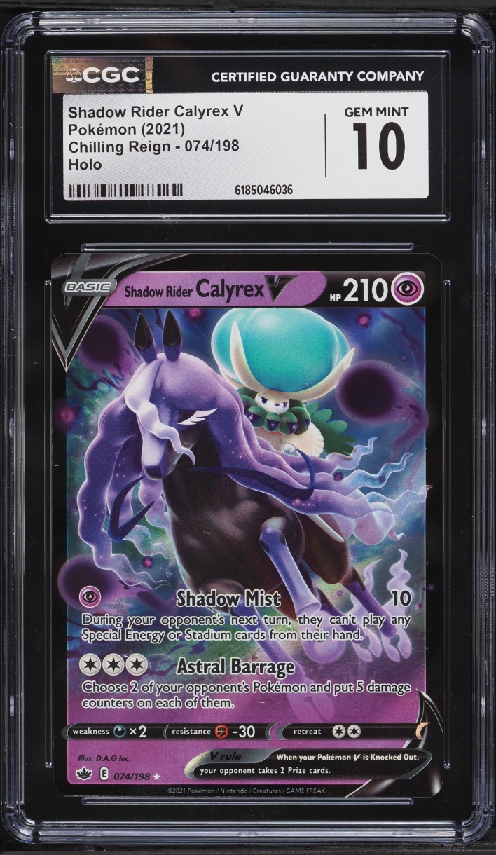 2021 Pokemon Sword & Shield Chilling Reign Holo Shadow Rider Calyrex V #74 CGC 10 GEM MINT