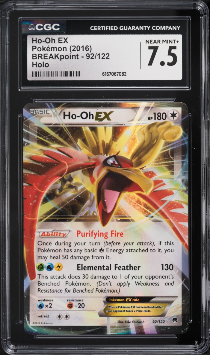 2016 Pokemon XY BREAKpoint Holo Ho-Oh EX #92 CGC 7.5 NRMT+
