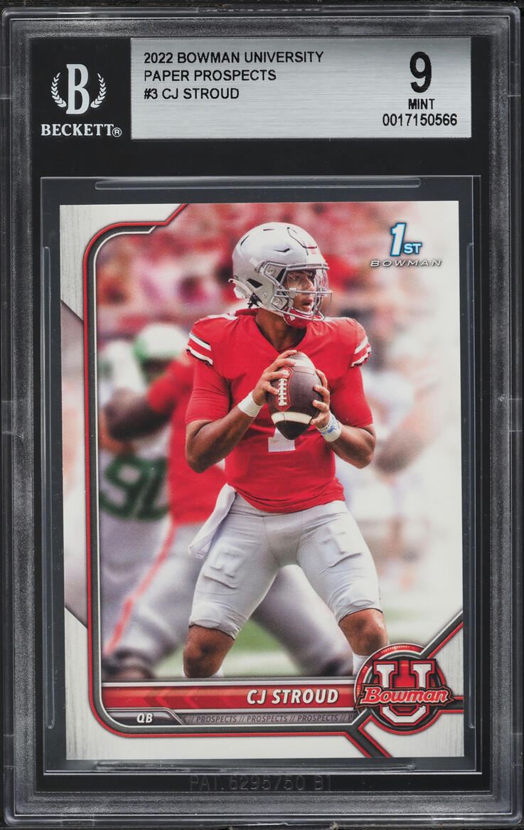 2022 Bowman University Paper Prospects C.J. Stroud ROOKIE #3 BGS 9 MINT