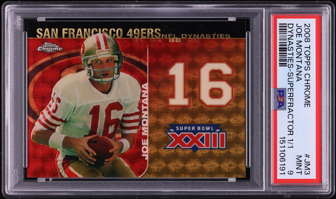 2008 Topps Chrome Dynasties Superfractor Joe Montana 1/1 #DYNC-JM3 PSA 9 MINT - Photo 1