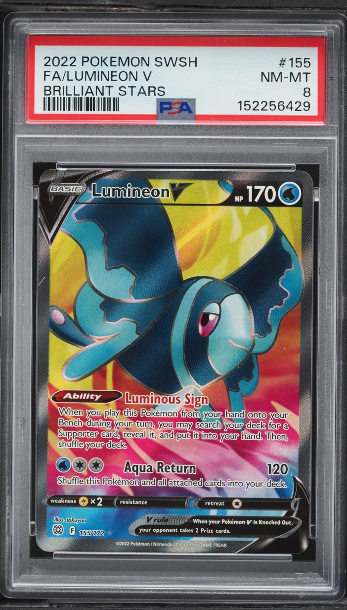 2022 Pokemon Sword & Shield Brilliant Stars Full Art Lumineon V #155 PSA 8 NM-MT