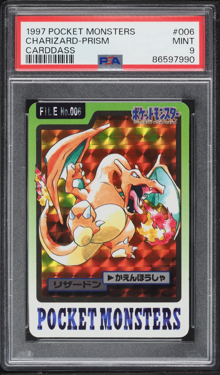 1997 Pokemon Japanese Pocket Monsters Carddass Prism Charizard #6 PSA 9 MINT