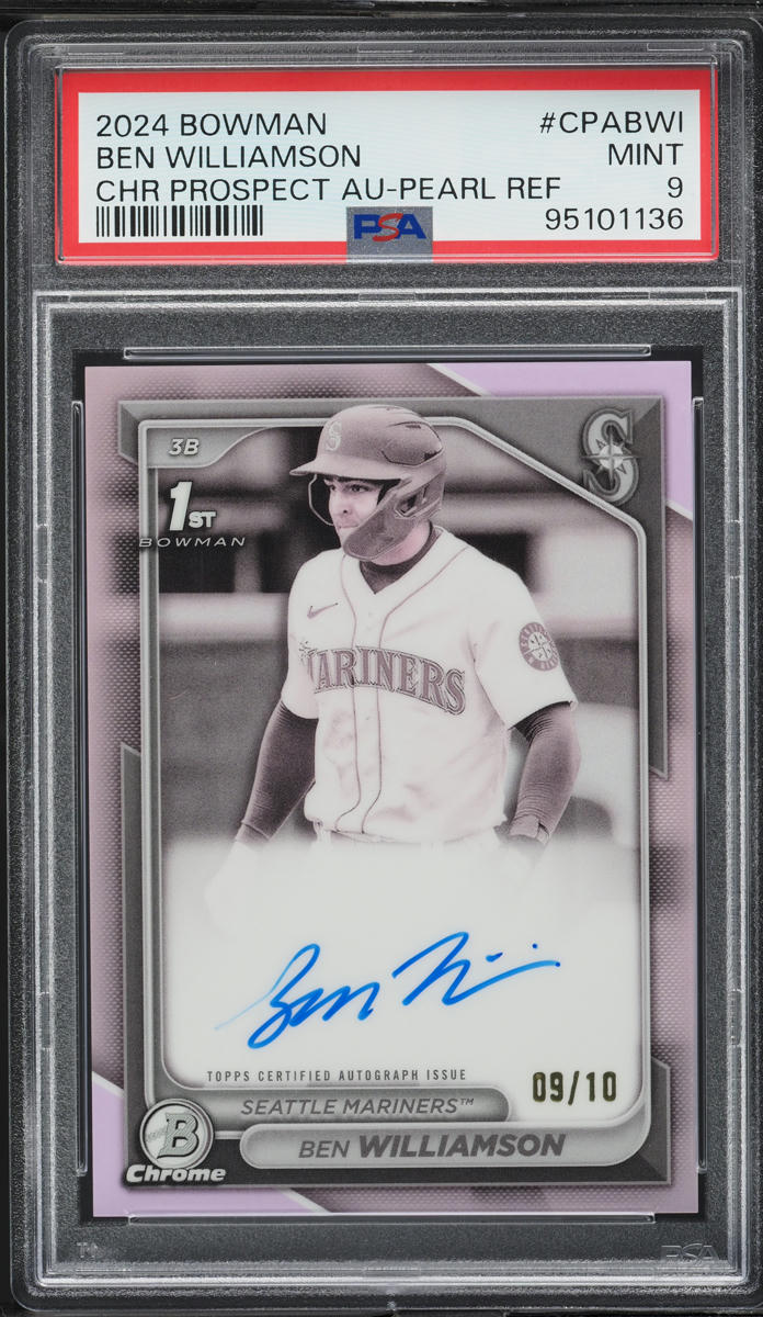 2024 Bowman Chrome Pearl Refractor Ben Williamson PROSPECT AUTO /10 #CPABWI PSA 9 MINT