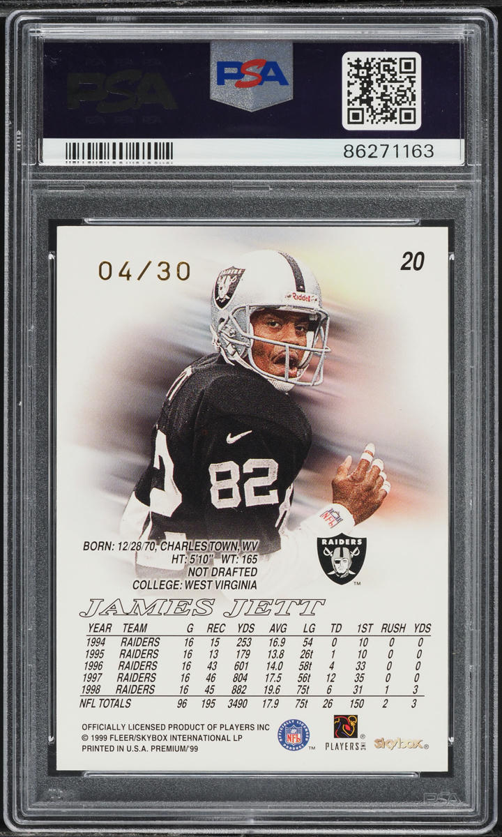 1999 Skybox Premium Shining Star Rubies James Jett /30 #20 PSA 6 EXMT