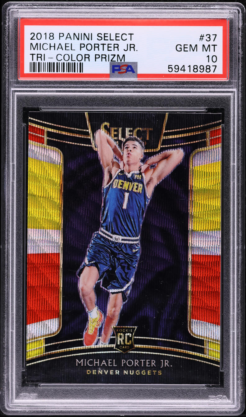 2018 Select Concourse Tri-Color Prizm Michael Porter Jr. ROOKIE #37 PSA 10 GEM
