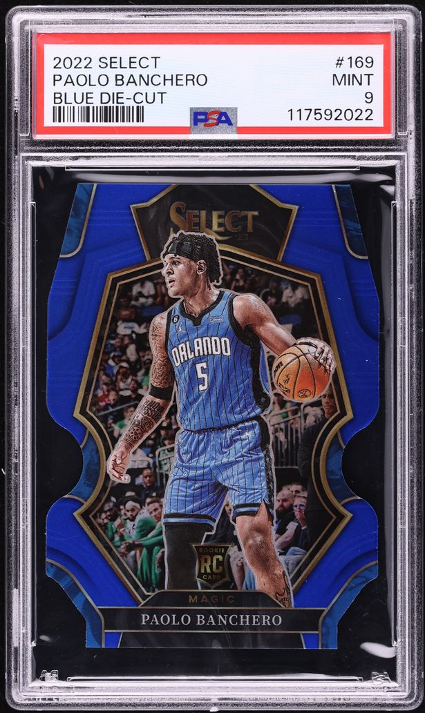 2022 Select Premier Level Blue Prizm Die-Cut Paolo Banchero ROOKIE /249 #169 PSA 9 MINT