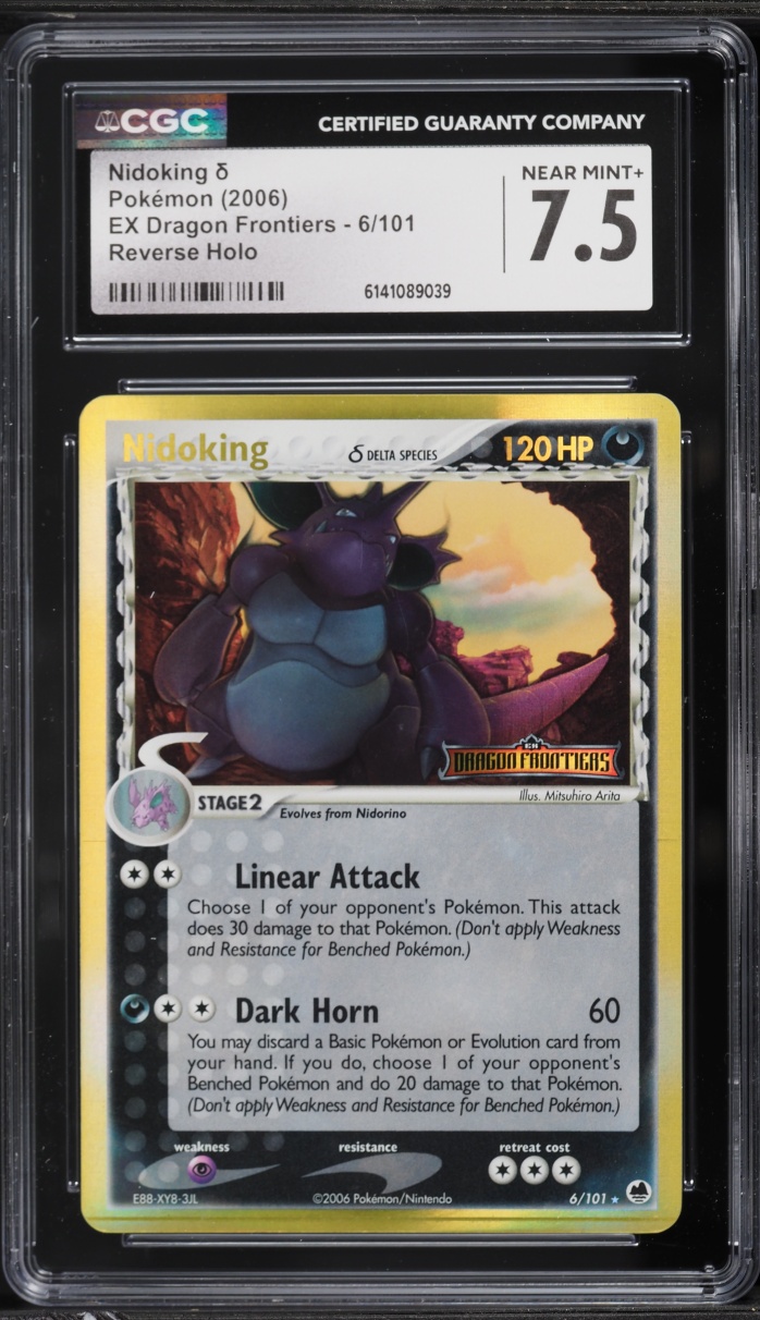 2006 Pokemon EX Dragon Frontiers Reverse Holo Nidoking #6 CGC 7.5 NRMT+