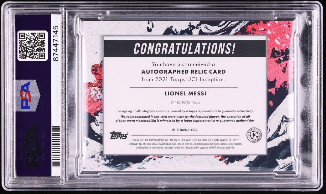 2020 Topps Inception Gold Lionel Messi PATCH AUTO DNA 10 1/1 PSA 10 GEM MINT