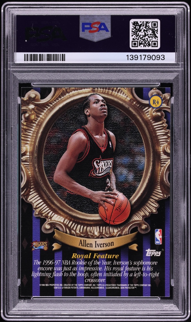 1998 Topps Roundball Royalty Refractor Allen Iverson #R4 PSA 10 GEM MINT - Photo 2