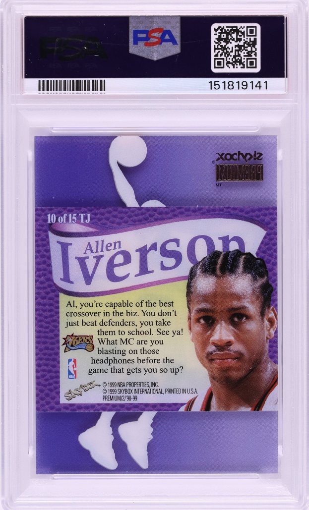1998 Skybox Premium That's Jam Allen Iverson #10 PSA 9 MINT - Photo 2