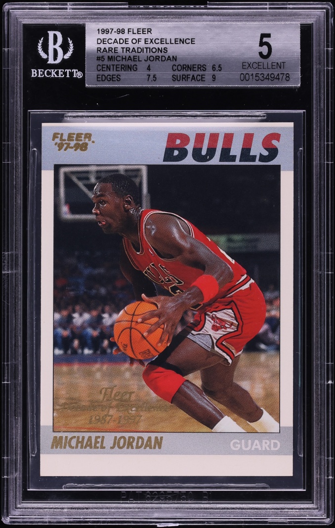 1997 Fleer Decade Of Excellence Rare Traditions Michael Jordan #5 BGS 5 EX - Photo 1