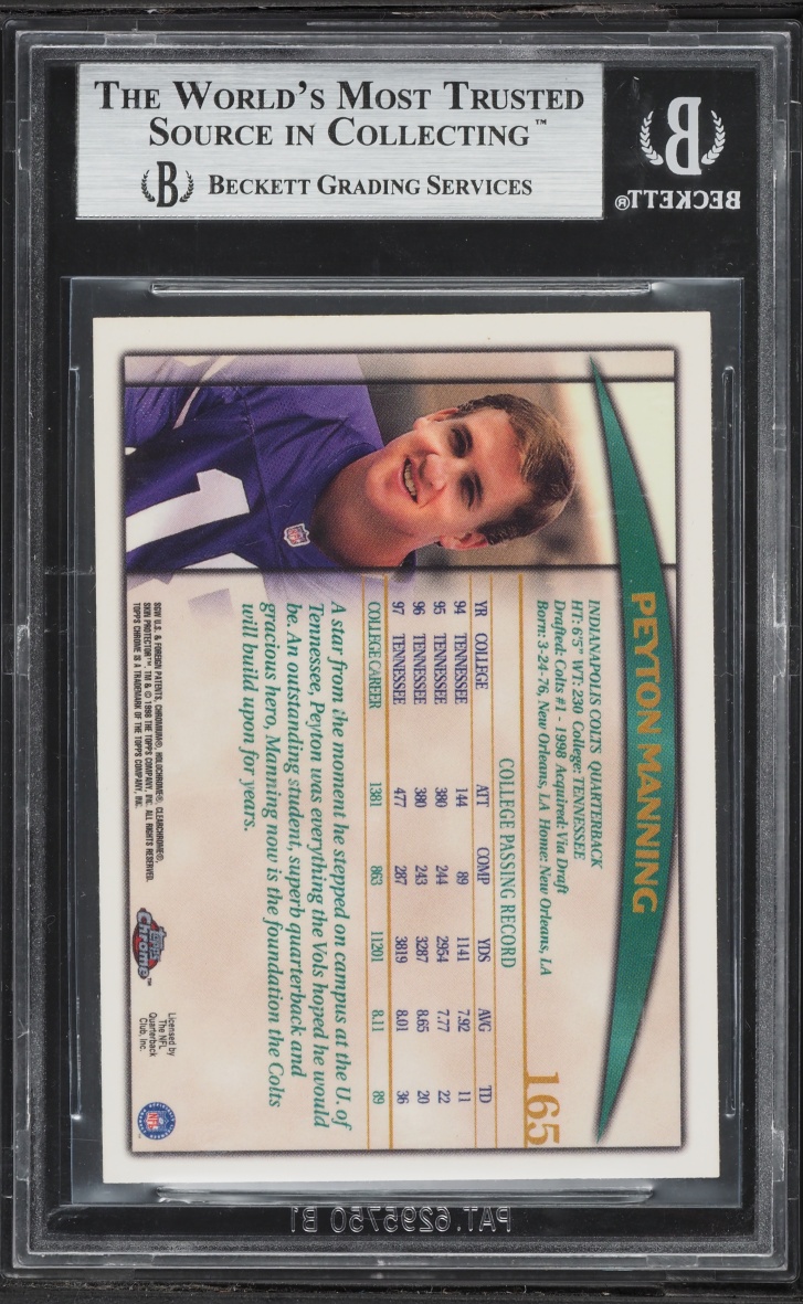 1998 Topps Chrome Peyton Manning ROOKIE #165 BGS 9 MINT