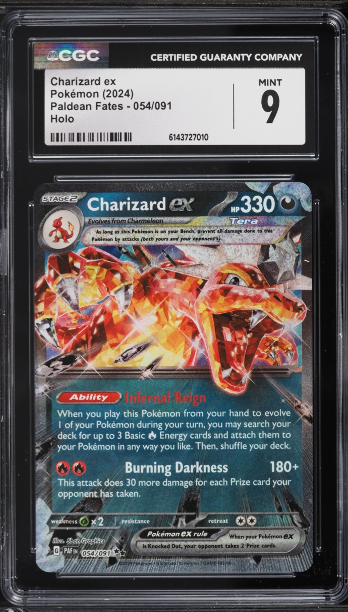 2024 Pokemon Scarlet & Violet Paldean Fates Holo Charizard EX #54 CGC 9 MINT