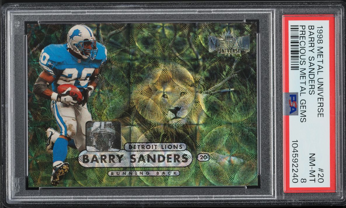 1998 Metal Universe Precious Metal Gems PMG Barry Sanders /50 #20 PSA 8 NM-MT