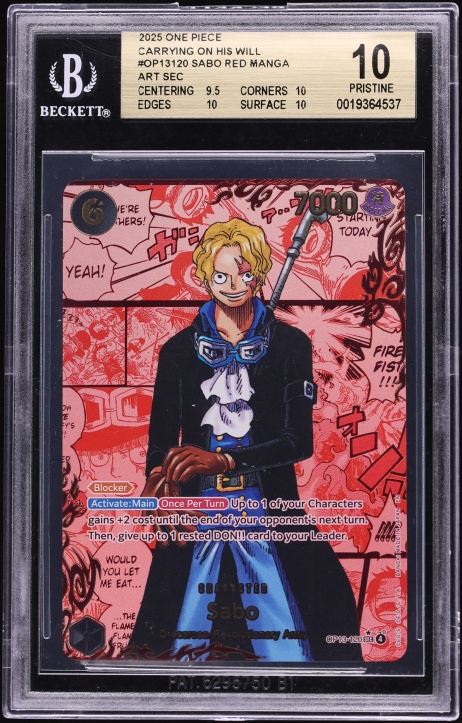2025 One Piece Carrying On His Will SEC Red Manga Art Sabo #OP13-120 BGS 10 PRISTINE