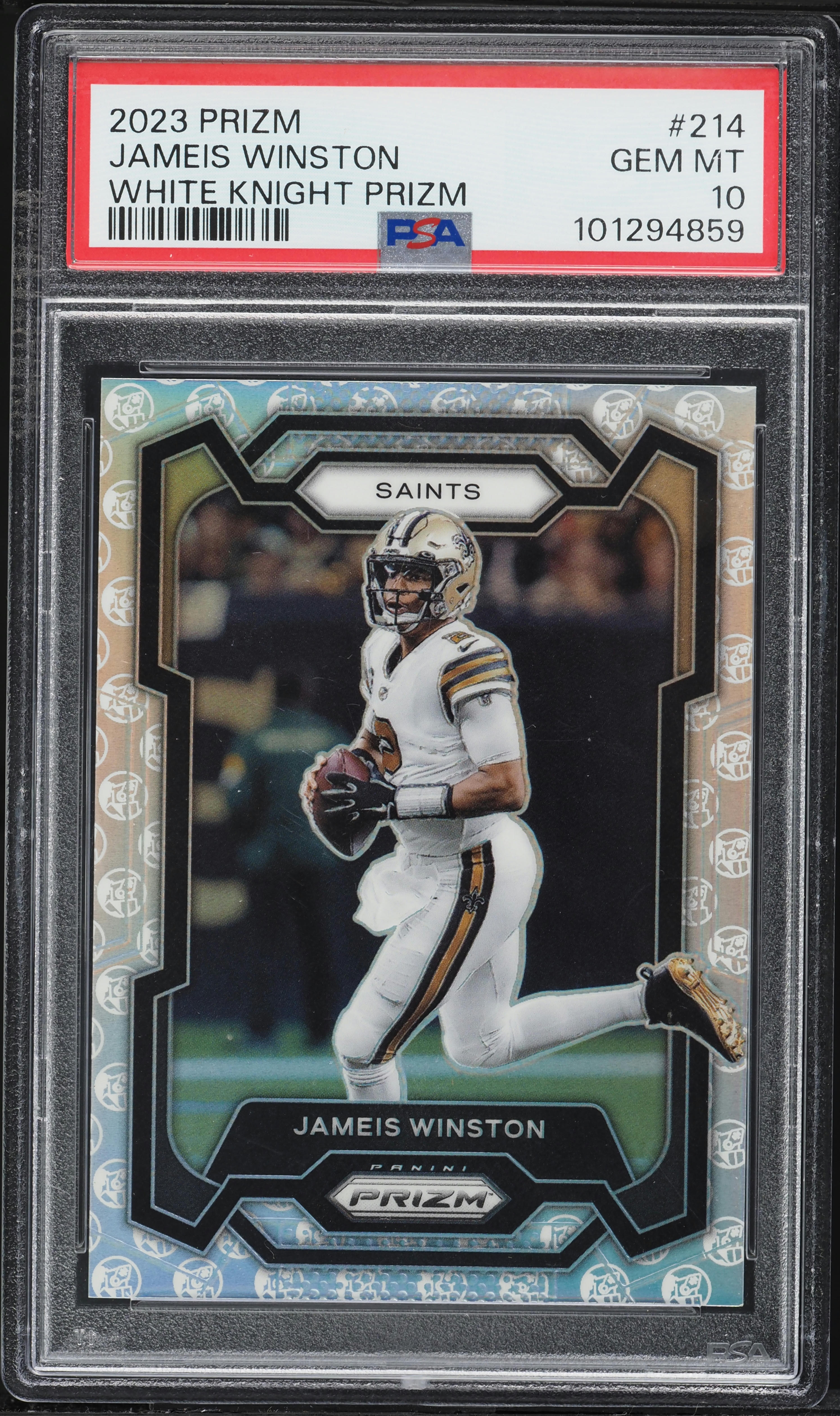 2023 Panini Prizm White Knight Jameis Winston 1/3 #214 PSA