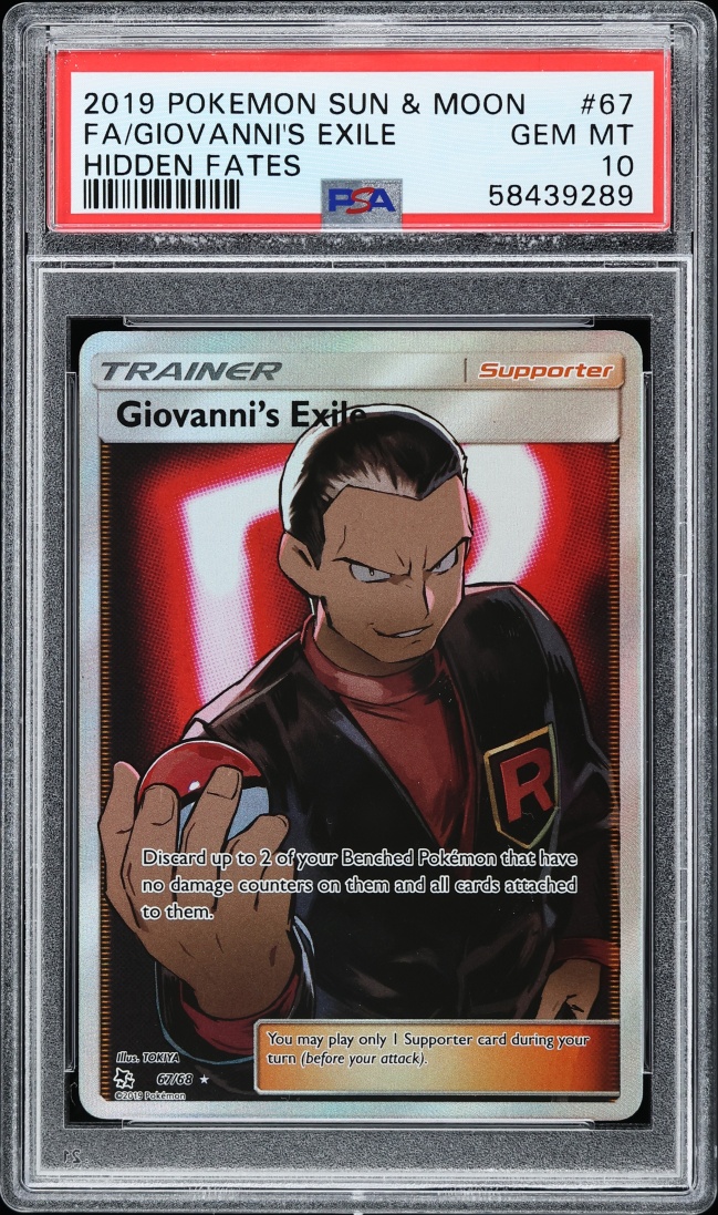 2019 Pokemon Sun & Moon Hidden Fates Full Art Giovanni's Exile #67 PSA 10 GEM MINT