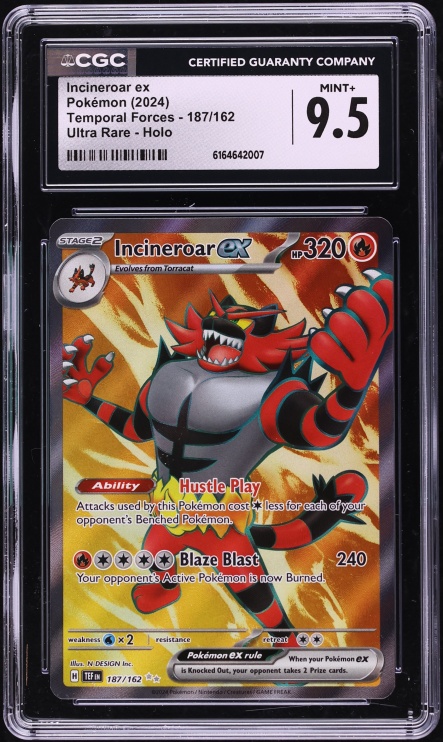 2024 Pokemon Scarlet & Violet Temporal Forces Full Art Incineroar Ex #187 CGC 9.5 MINT+