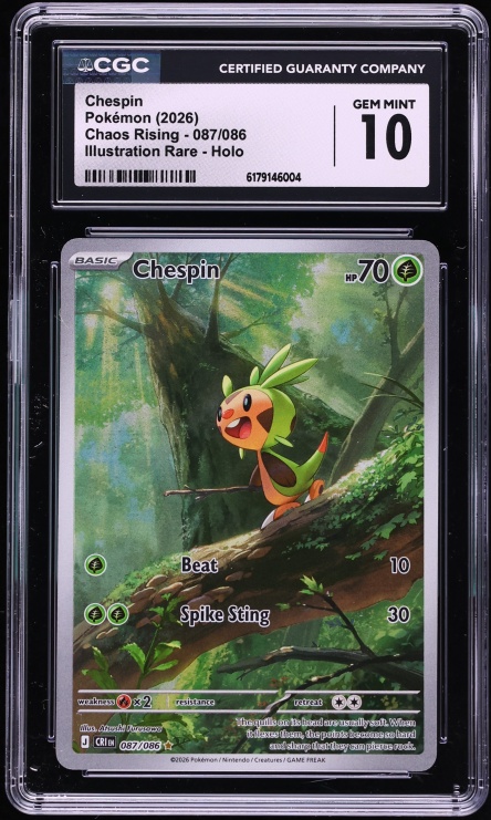 2026 Pokemon Mega Evolution Chaos Rising IR Chespin #087 CGC 10 GEM MINT