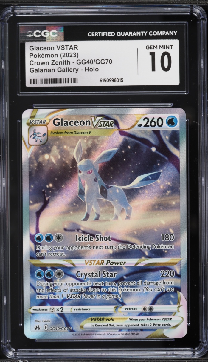 2023 Pokemon Sword & Shield Crown Zenith Alt Art Glaceon VSTAR #GG40 CGC 10 GEM MINT