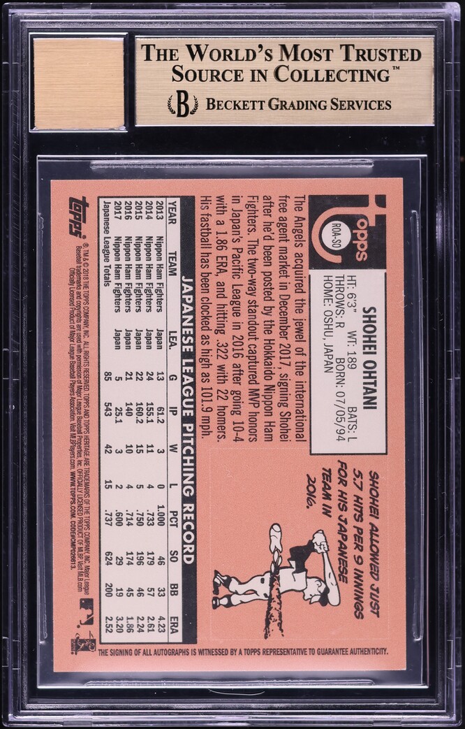 2018 Topps Heritage Real One Red Ink Shohei Ohtani ROOKIE AUTO /69 BGS 9.5 GEM