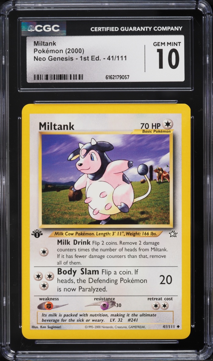 2000 Pokemon Neo Genesis 1st Edition Miltank #41 CGC 10 GEM MINT