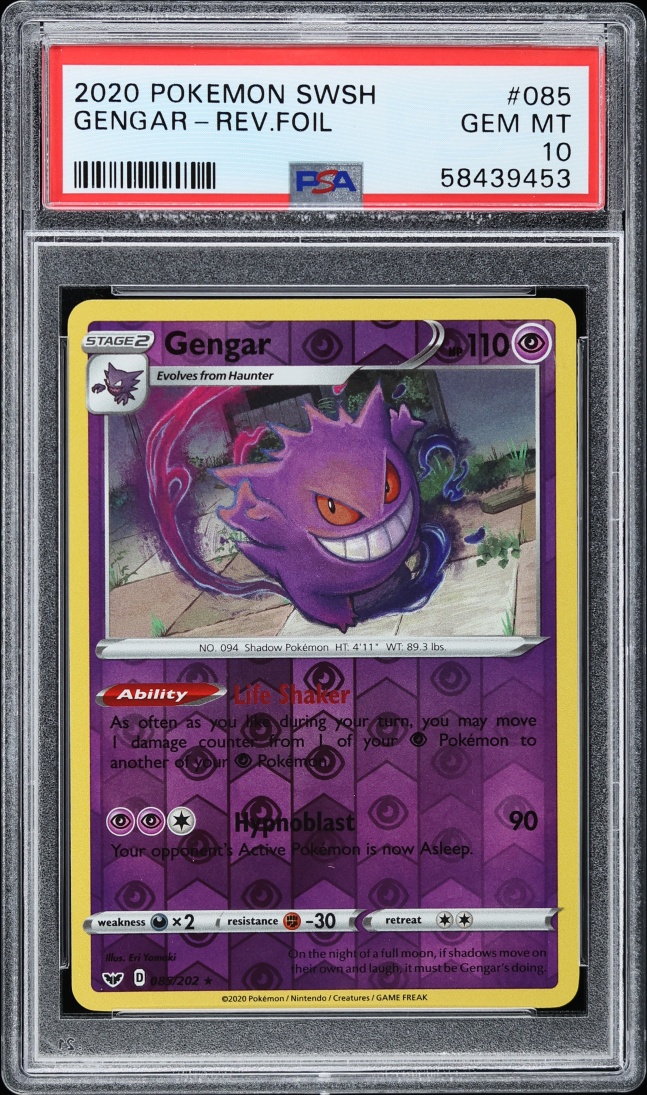 2020 Pokemon Sword & Shield Reverse Holo Gengar #85 PSA 10 GEM MINT
