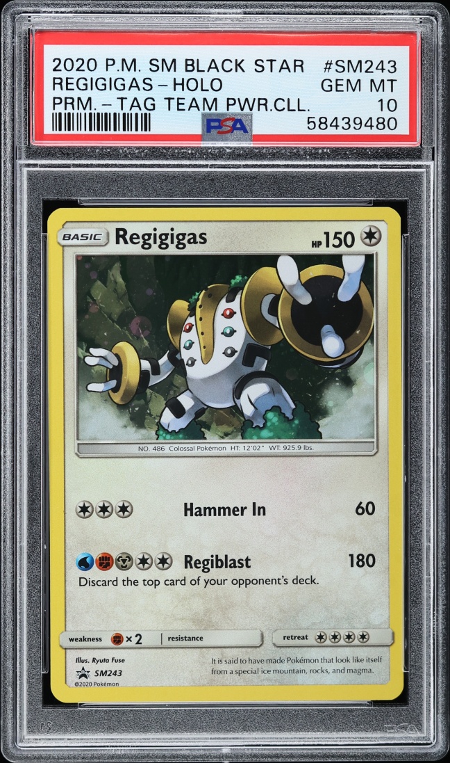 2020 Pokemon Sun & Moon Black Star Promo Tag Team Holo Regigigas #SM243 PSA 10 GEM MINT