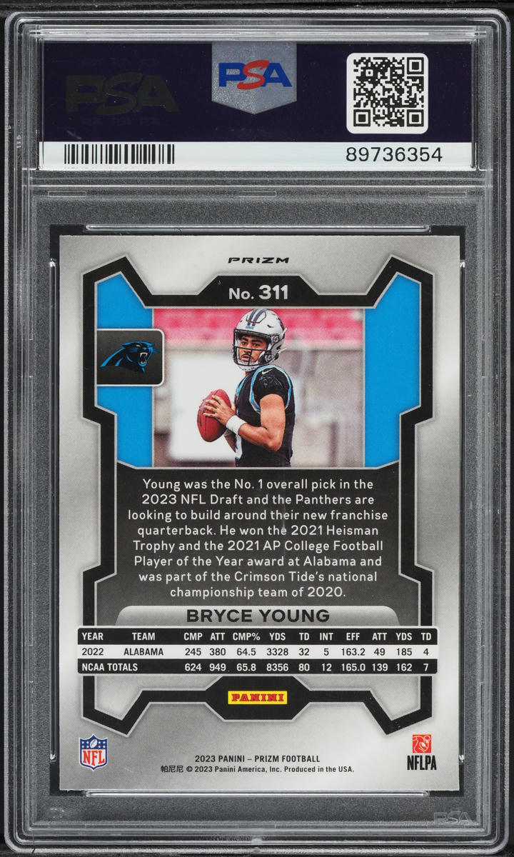 2023 Panini Prizm Black & Red Checker Bryce Young ROOKIE #311 PSA 10 GEM MINT
