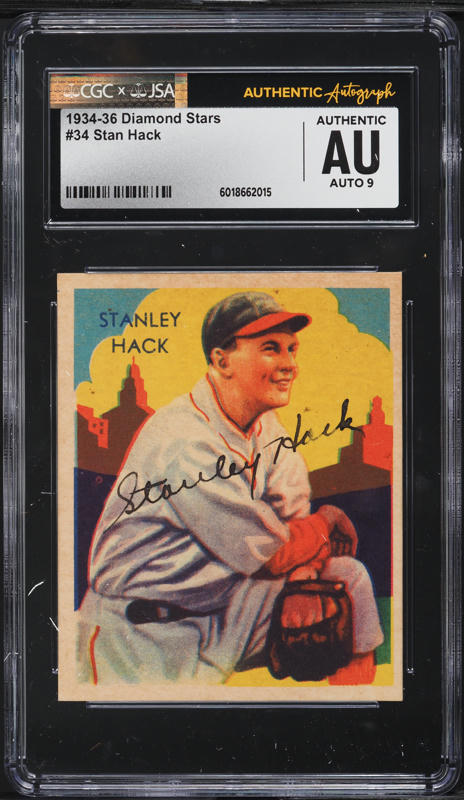 1934 Diamond Stars Stan Hack AUTO #34 JSA CGC AUTH on Fanatics Collect
