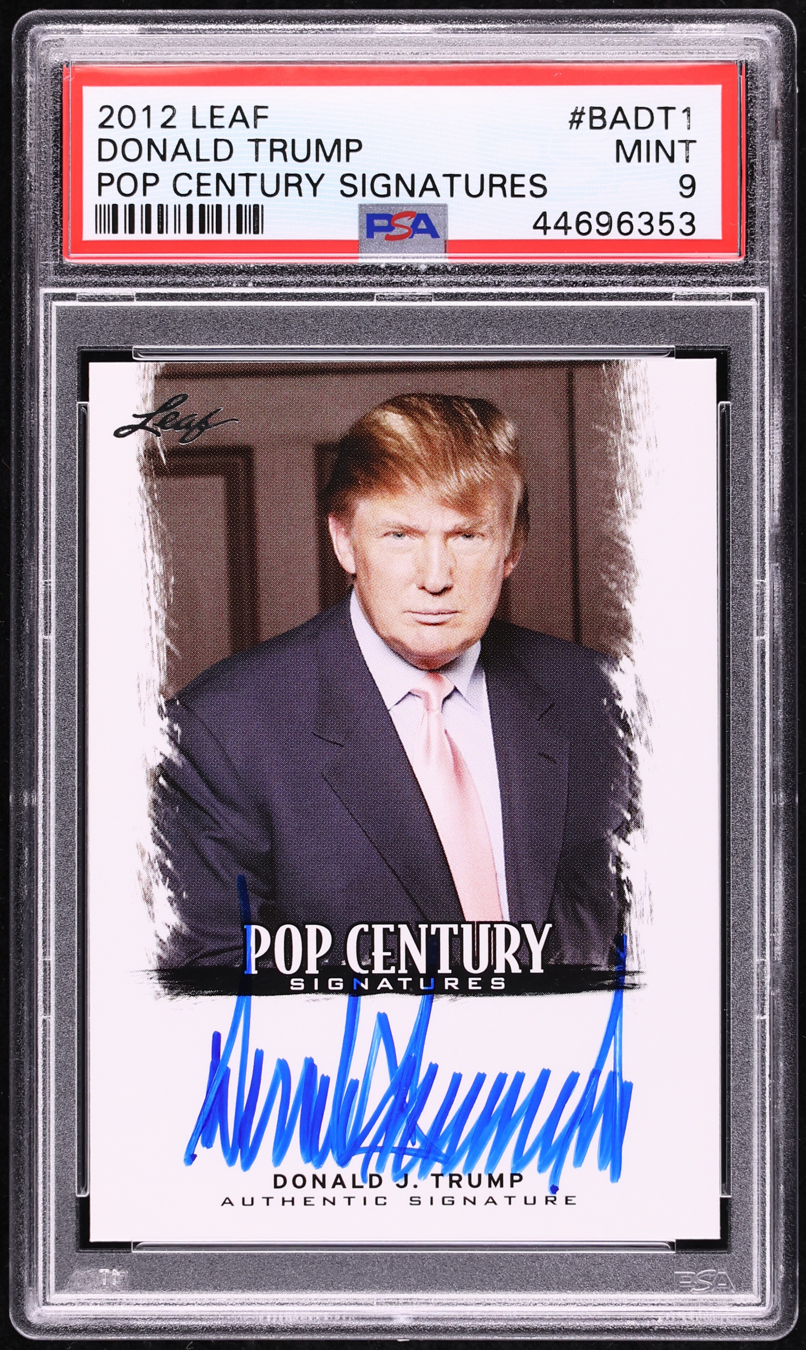 希少 vintage trump pierce 2012 Leaf Pop Century Donald Trump AUTO #BA-DT1 PSA 9 MINT on