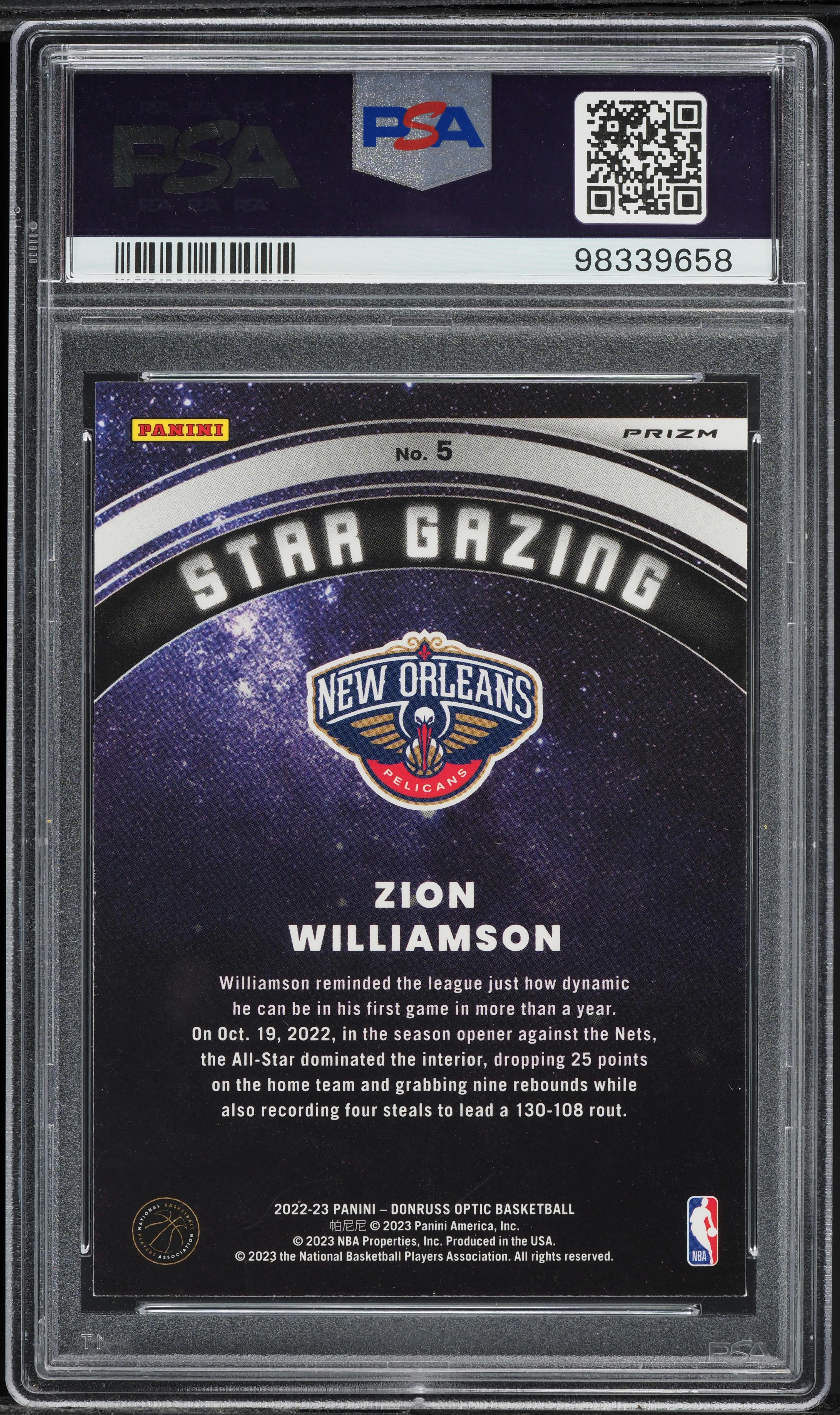 祈り / BU-ZONE 2022 12.c 2022 Donruss Optic Star Gazing Red Wave Zion Williamson #5