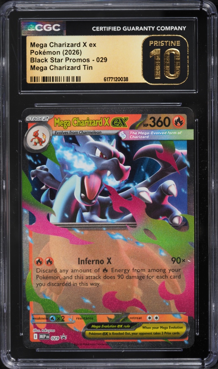 2026 Pokemon Mega Evolution Promo Tin Mega Charizard X Ex #29 CGC 10 PRISTINE