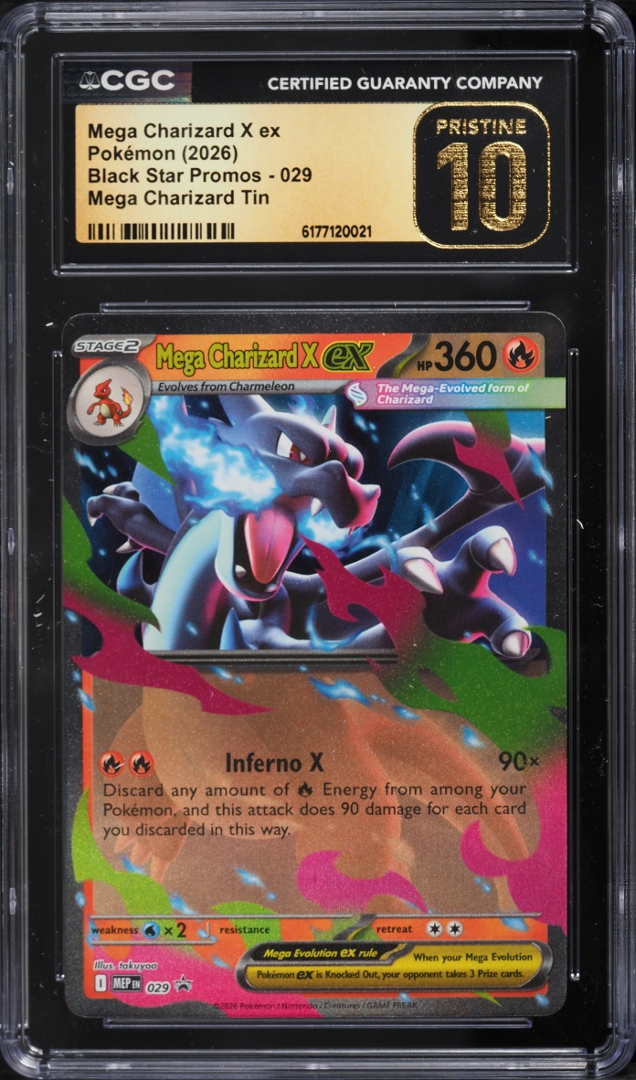 2026 Pokemon Mega Evolution Promo Tin Mega Charizard X Ex #29 CGC 10 PRISTINE