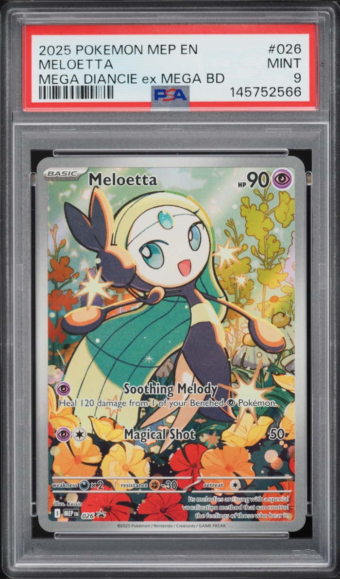 2025 Pokemon Mega Evolution Promo Mega Diancie Ex Battle Deck Full Art Meloetta #26 PSA 9 MINT
