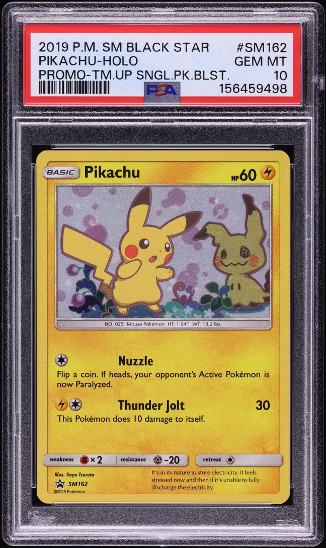 2019 Pokemon Sun & Moon Black Star Promo Team Up Holo Pikachu #SM162 PSA 10 GEM MINT