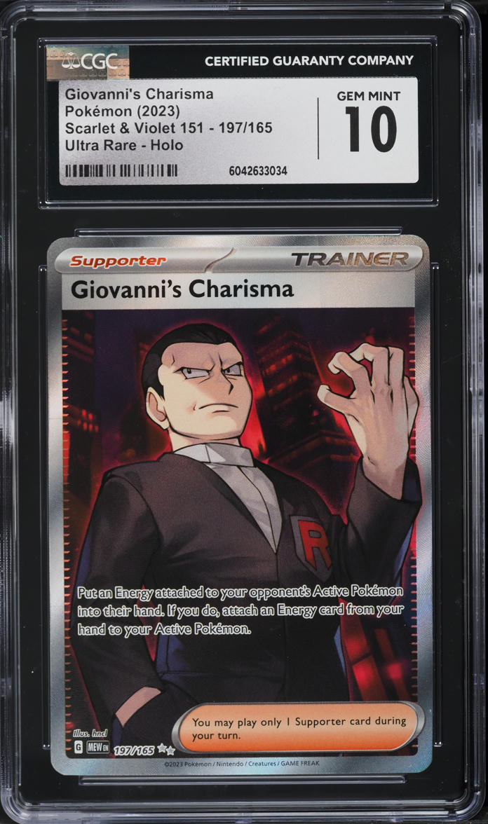 2023 Pokemon Scarlet & Violet 151 Full Art Giovanni's Charisma #197 CGC 10 GEM MINT