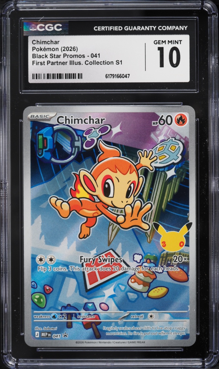 2026 Pokemon Mega Evolution Promo First Partner Illustration S1 Full Art Chimchar #41 CGC 10