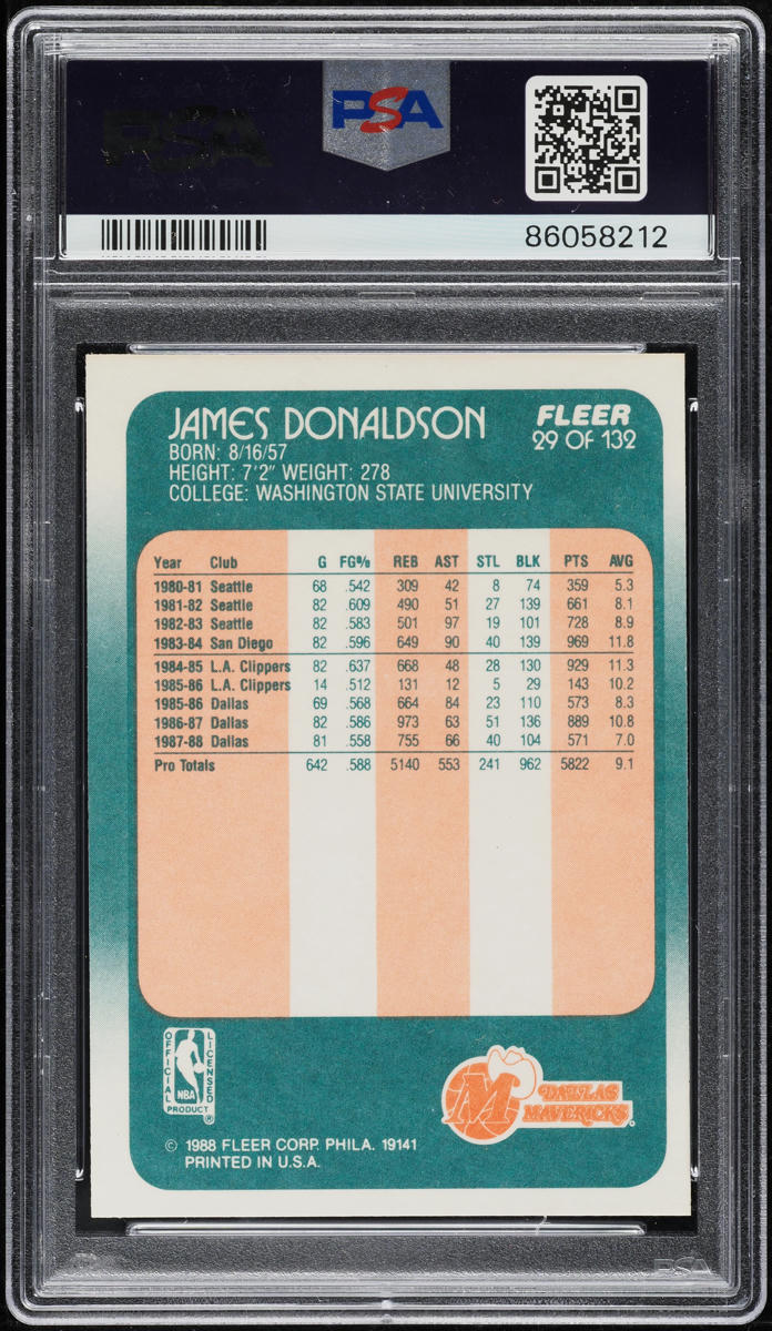1988 Fleer Basketball James Donaldson #29 PSA 10 GEM MINT