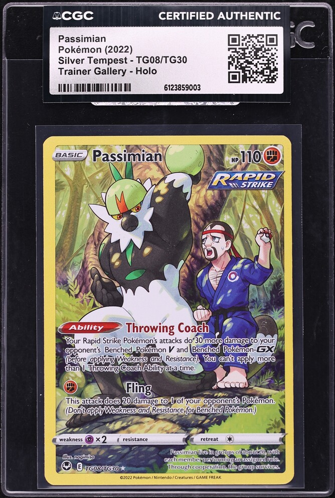 2022 Pokemon Sword & Shield Silver Tempest CHR Passimian #TG08 CGC AUTH