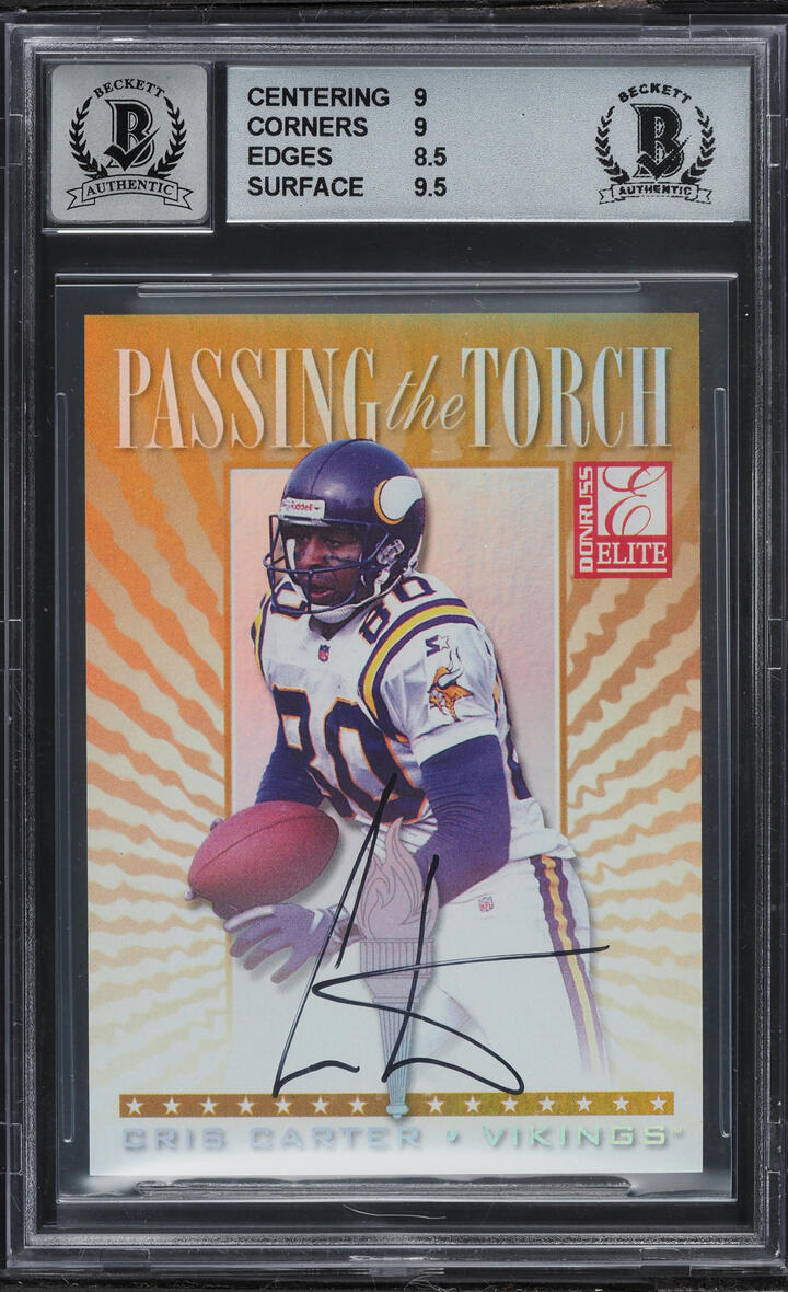1999 Donruss Elite Passing The Torch Cris Carter Randy Moss AUTO /1500 #16 BAS BGS 9 MINT - Photo 2